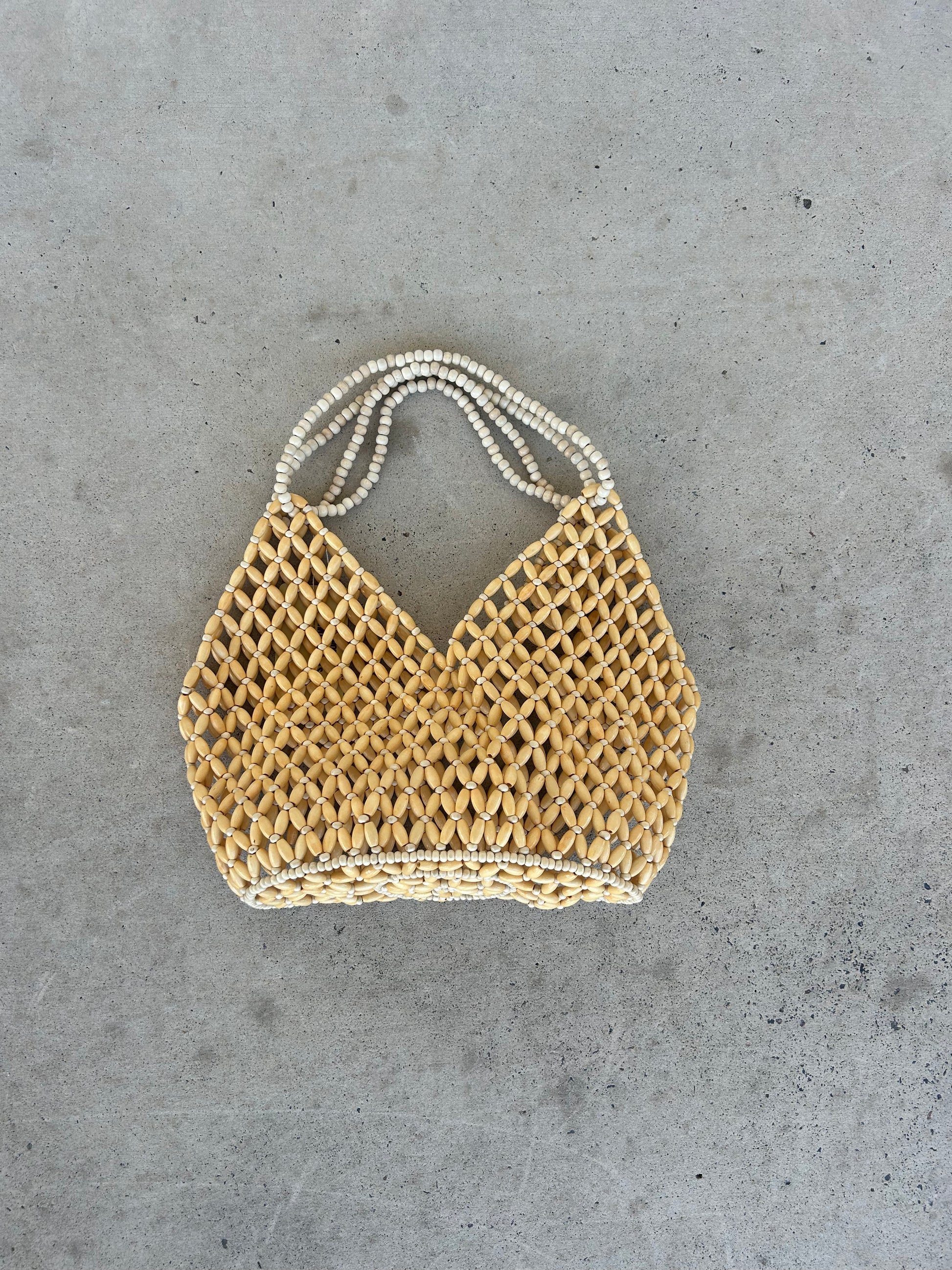 The Capri Beaded Bag - Sand/cream