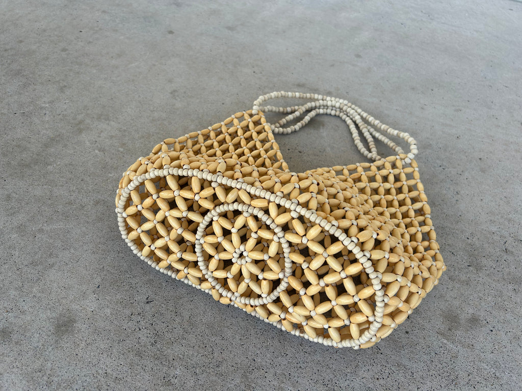 The Capri Beaded Bag - Sand/cream