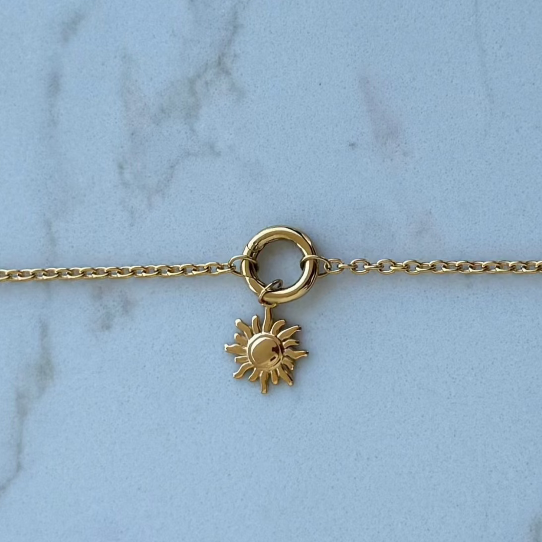 Sun Pendant Charm Necklace – 18K Gold Plated