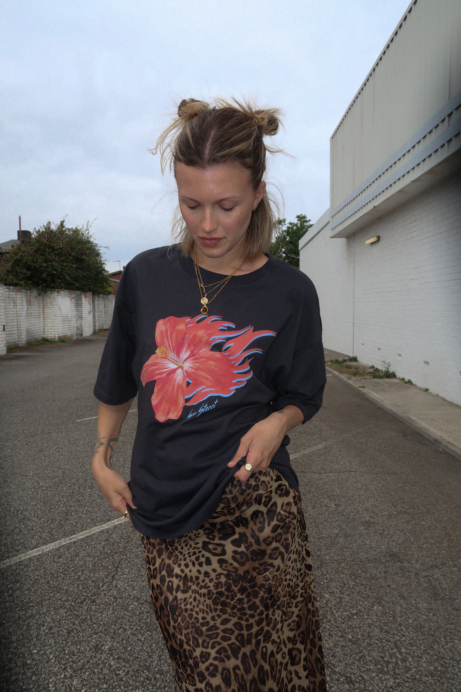 Flaming Hibiscus Racing S/S T-Shirt