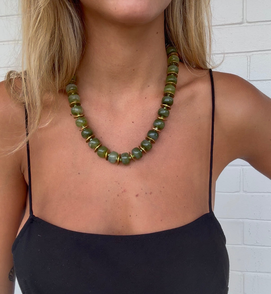 Olive Verde Bead Necklace