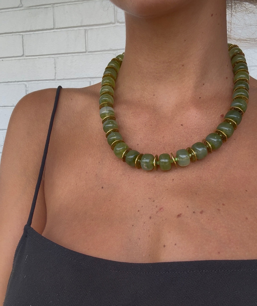 Olive Verde Bead Necklace
