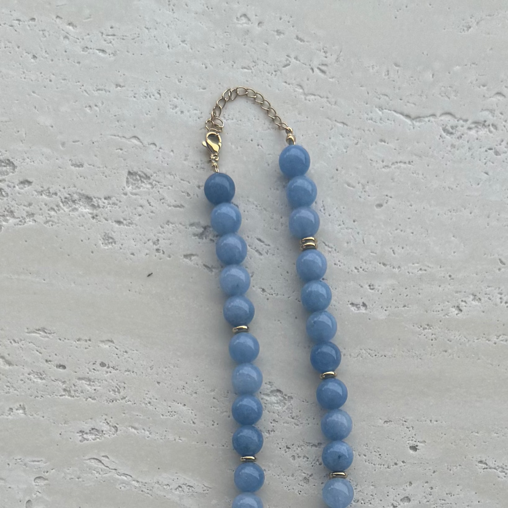 Aquamarine Beaded Sun Necklace