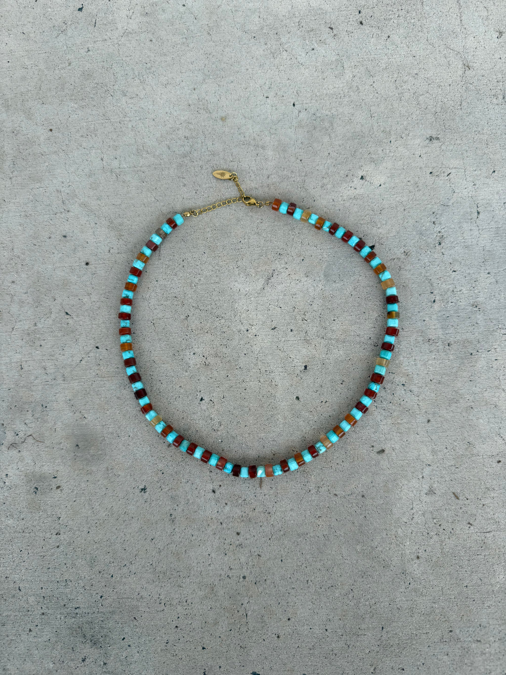 Turquoise and Red Aventurine Beaded Necklace