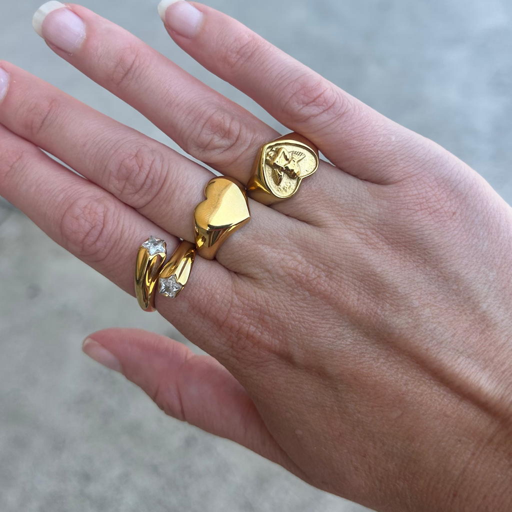 Heart of Gold Signet 18k Gold Plated