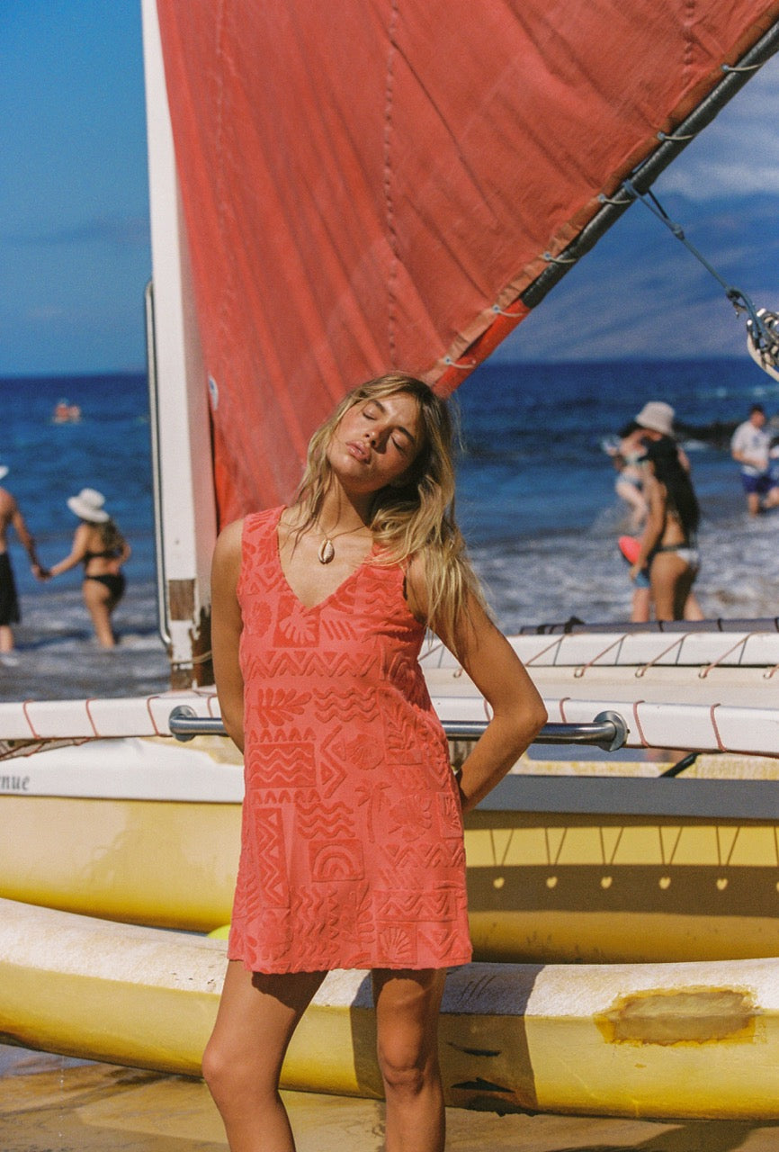 Mai Tai V Tunic Towelling Dress - Tangello