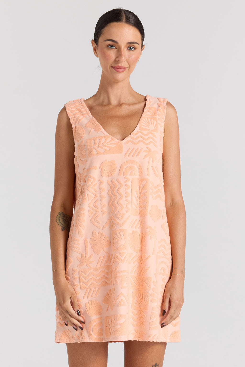 Mai Tai V Tunic Towelling Dress - Peach