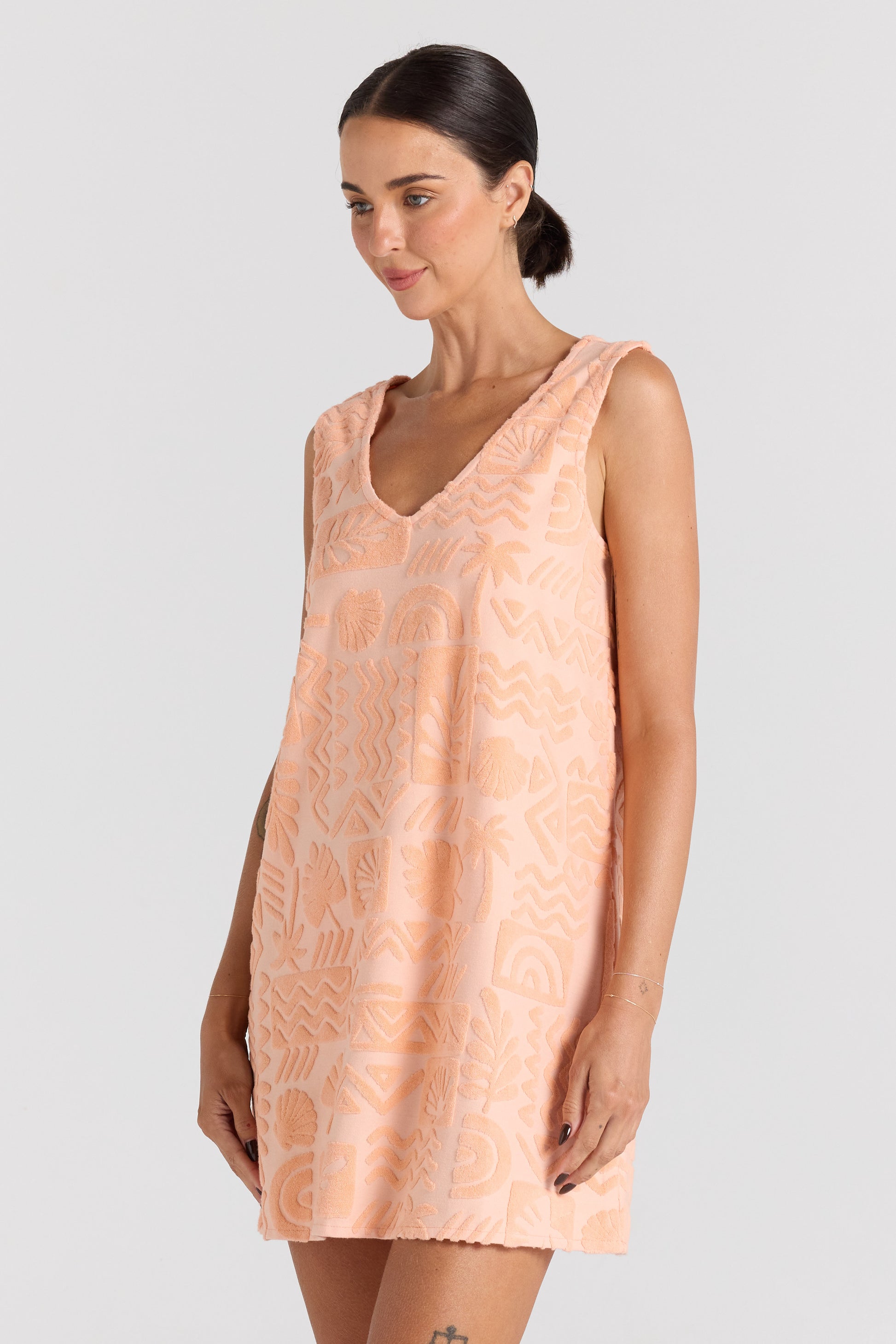 Mai Tai V Tunic Towelling Dress - Peach