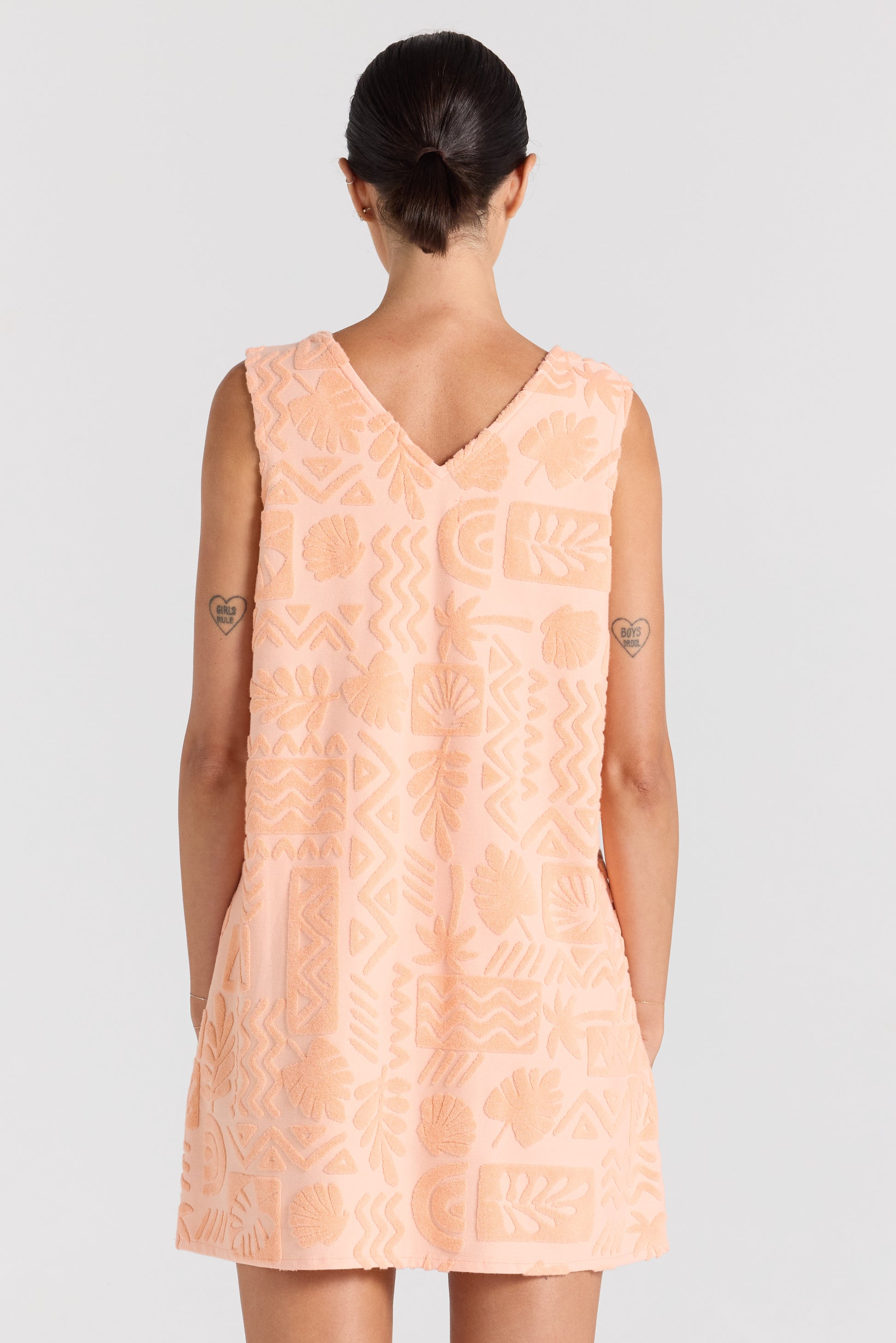 Mai Tai V Tunic Towelling Dress - Peach