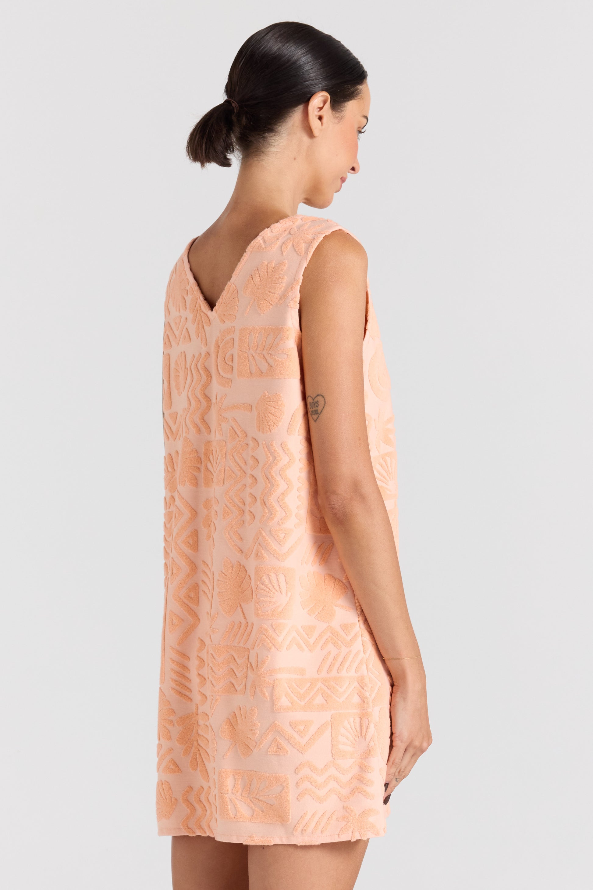 Mai Tai V Tunic Towelling Dress - Peach