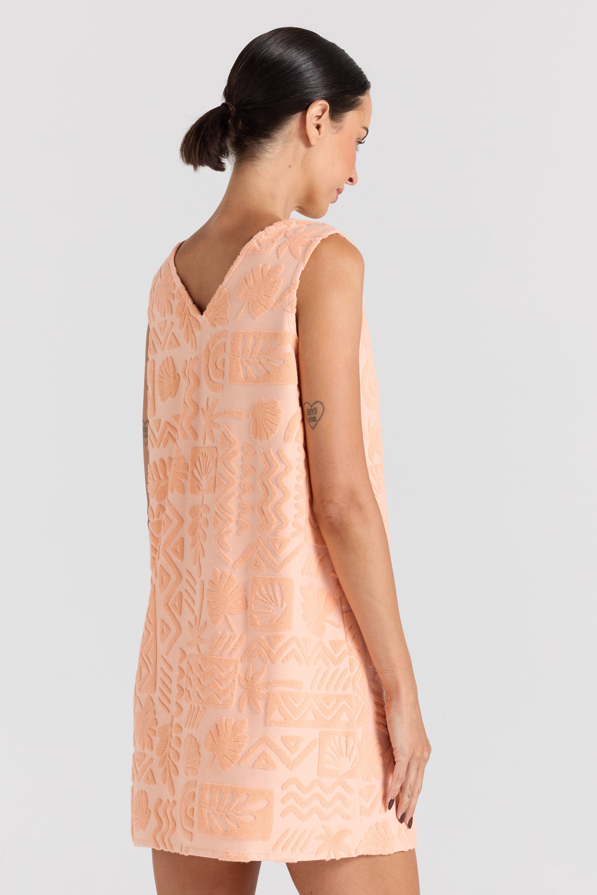 Mai Tai V Tunic Towelling Dress - Peach