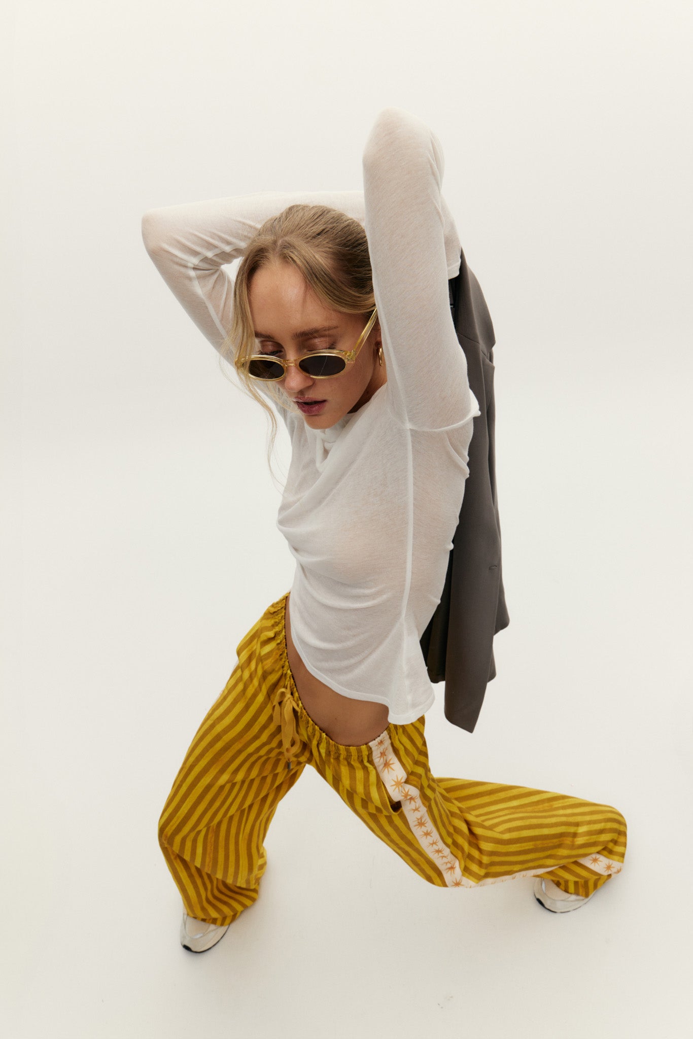 Mustart Striped Straight Leg Linen Pant