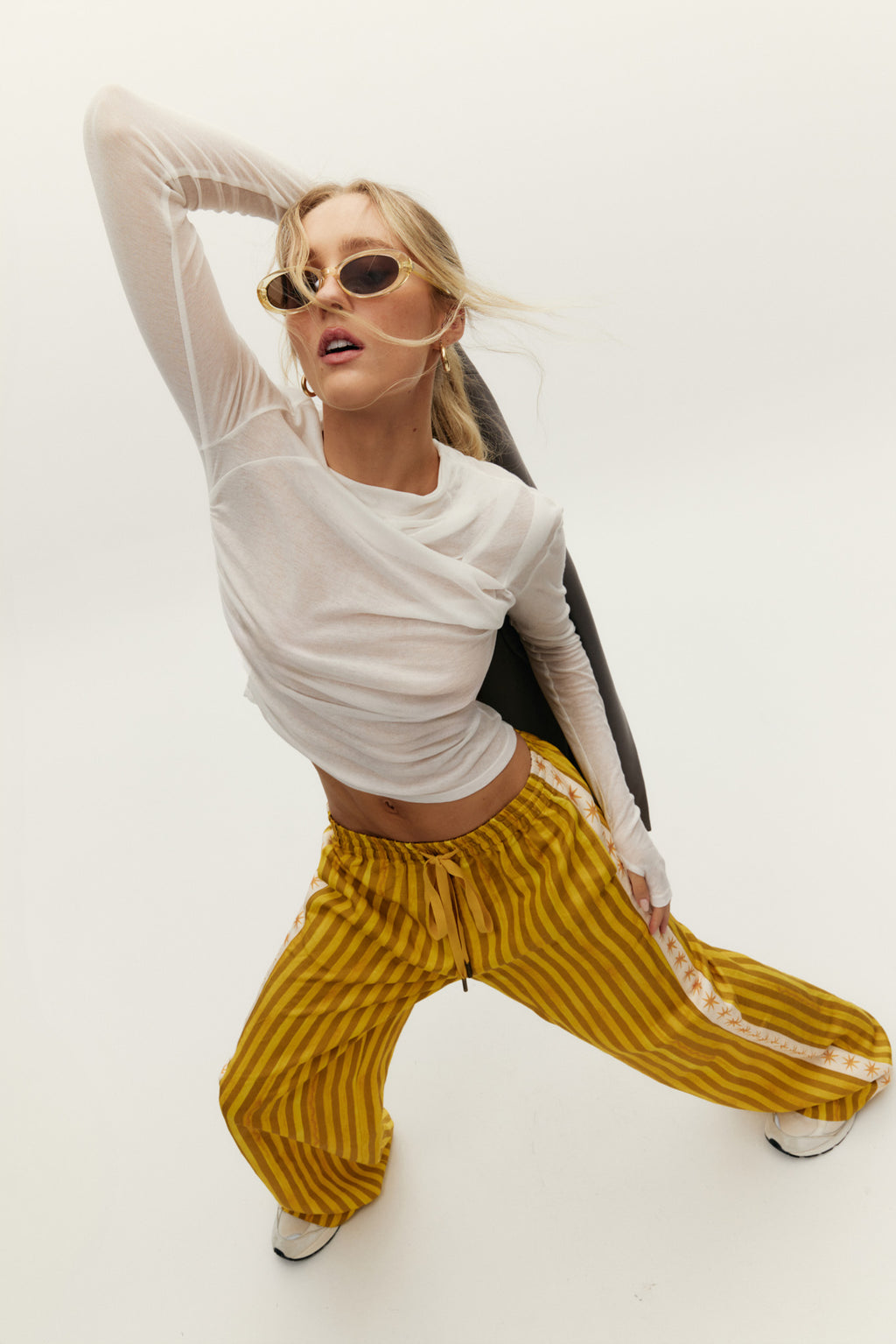 Mustart Striped Straight Leg Linen Pant