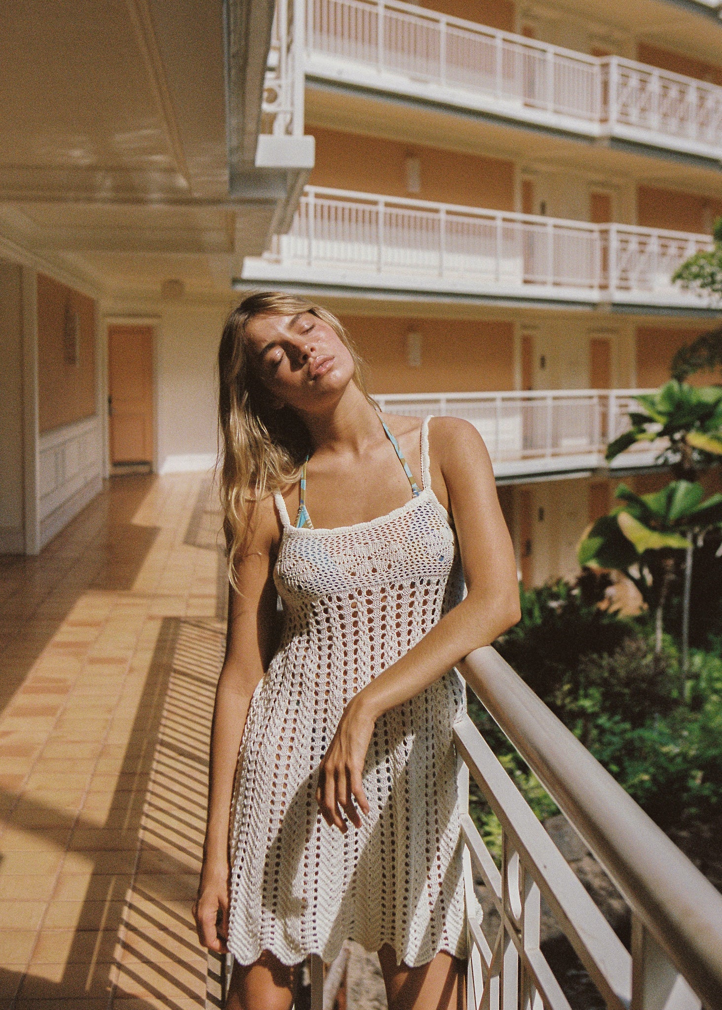 Maya Knit Crochet Knit Dress - Vanilla
