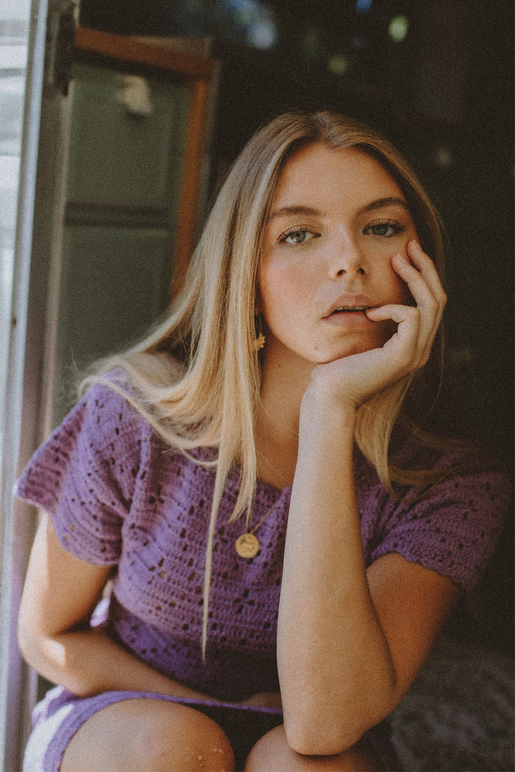 Nellie Crochet Mini Dress - Lavender