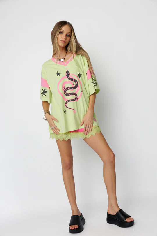 Serpent Oversize Tee ~ Lime