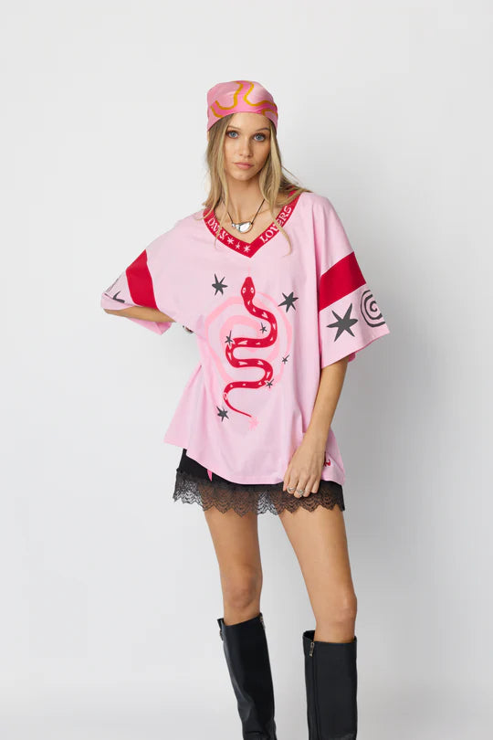 Serpent Oversize Tee ~ Pink