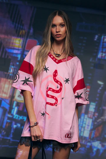 Serpent Oversize Tee ~ Pink