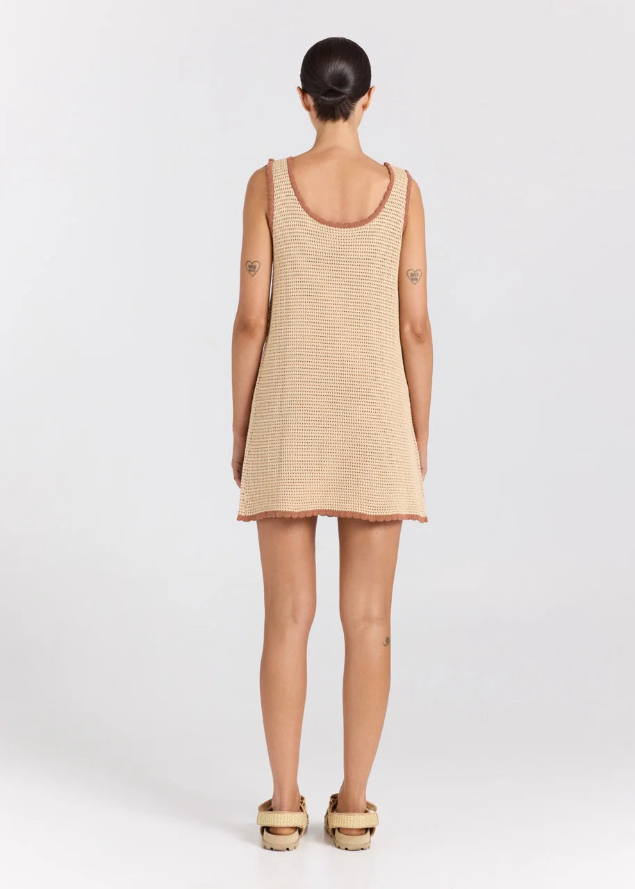 Palm Beach U Crochet Knit Dress - Sand