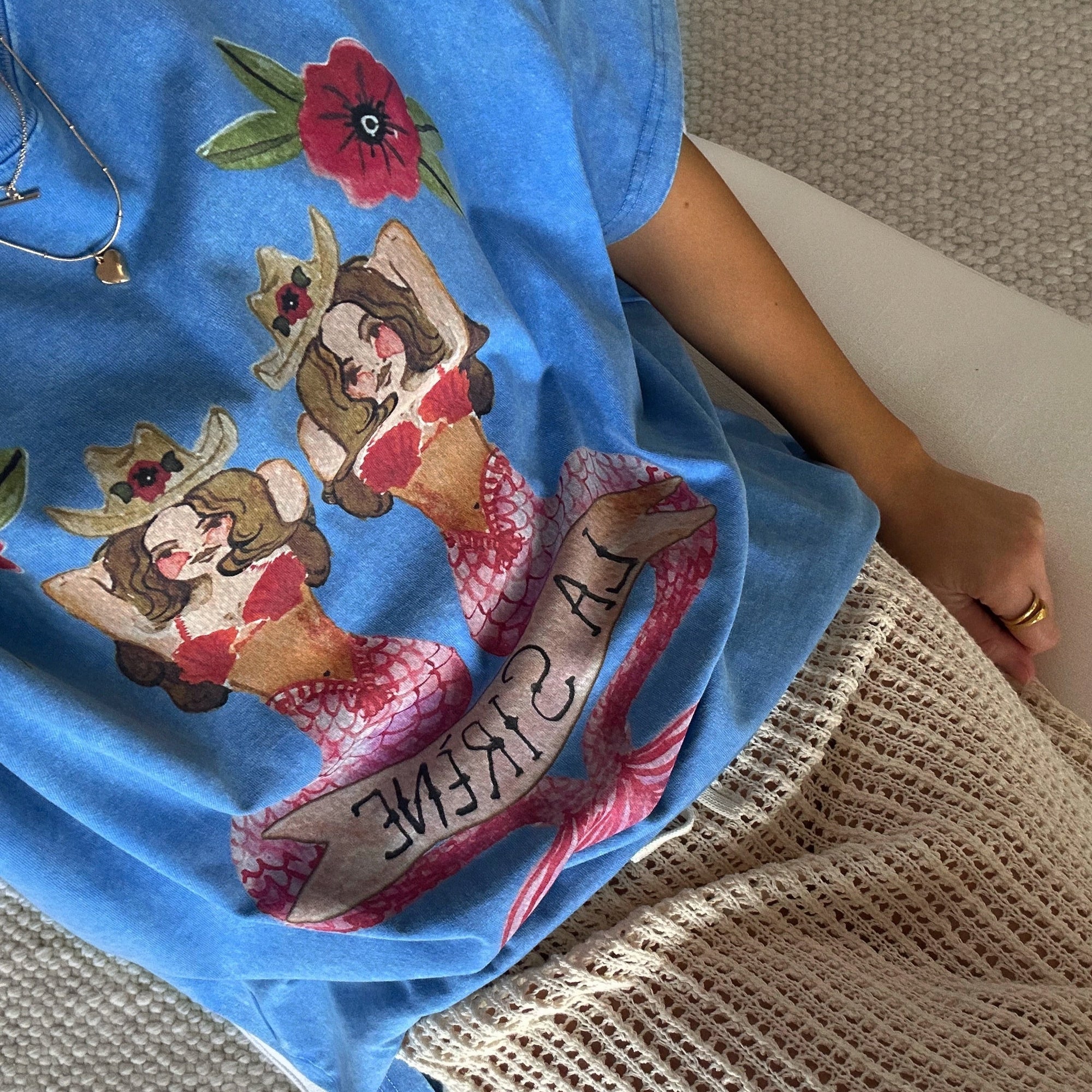 Mermaid Acid Wash Oversize T-Shirt