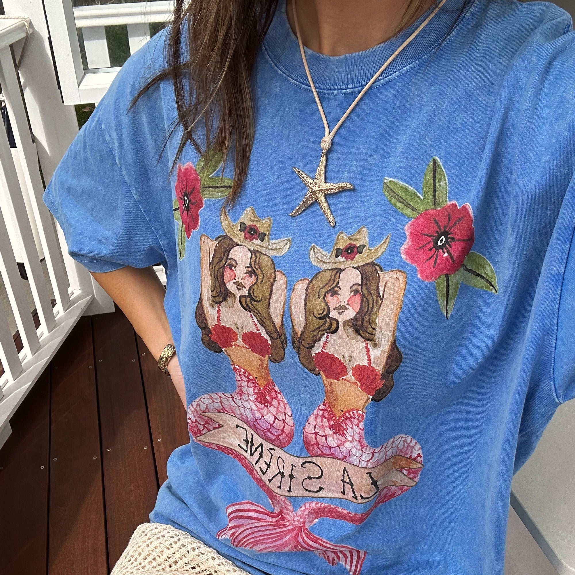 Mermaid Acid Wash Oversize T-Shirt