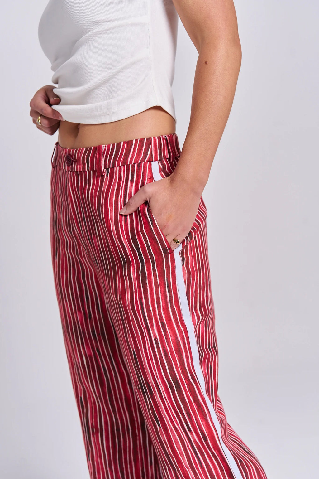 Pomegranate Linen Pants