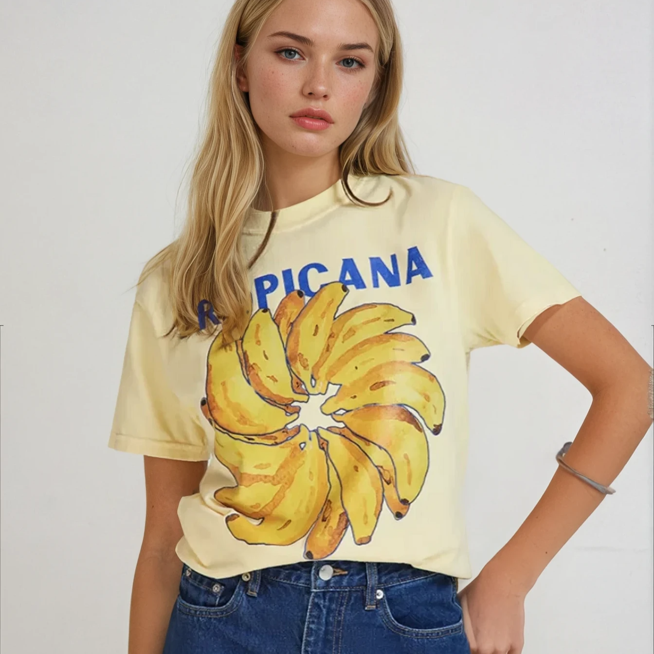 Club Tropicana -Banana Tee Boxy Crop Style