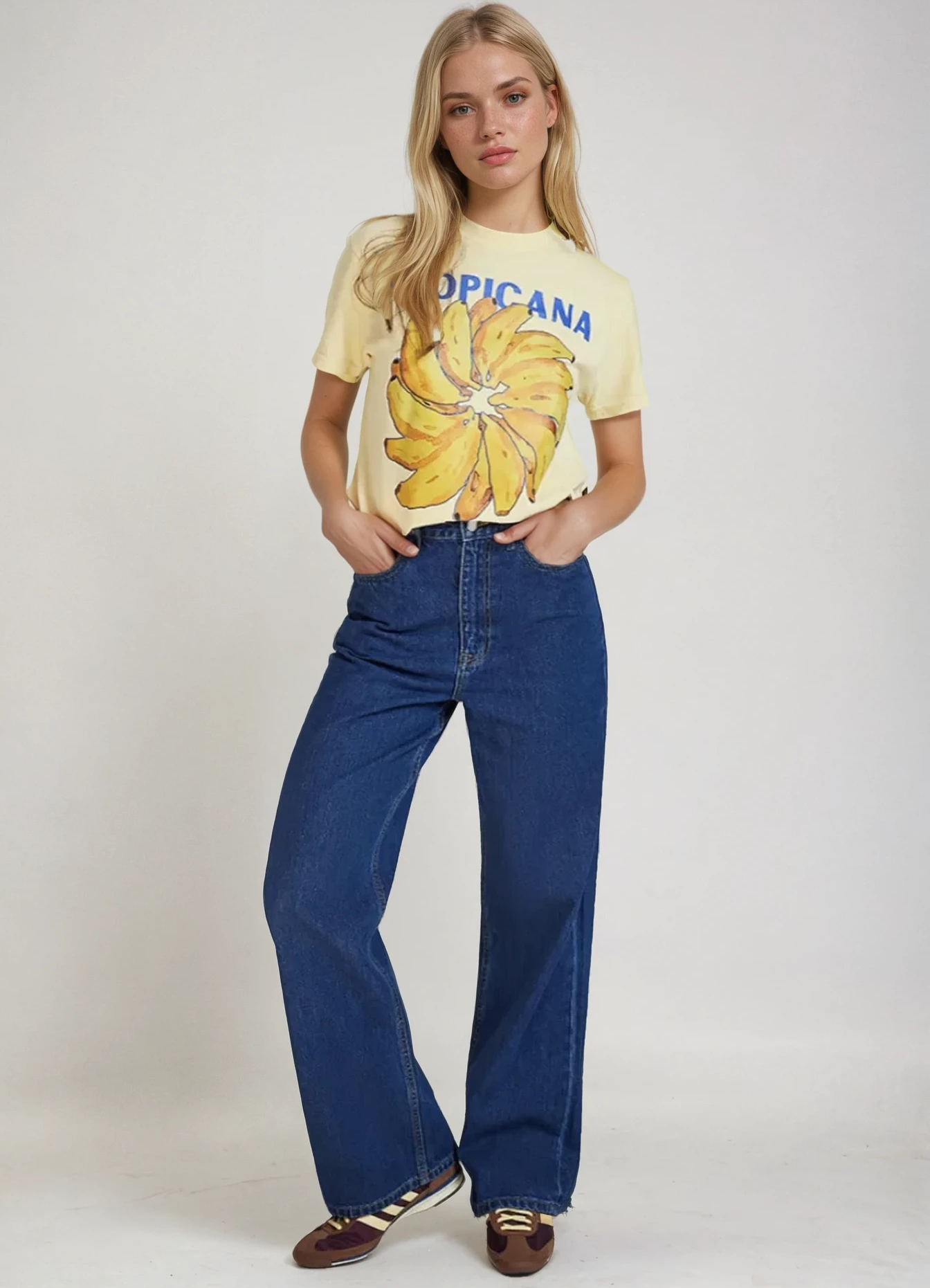 Club Tropicana -Banana Tee Boxy Crop Style