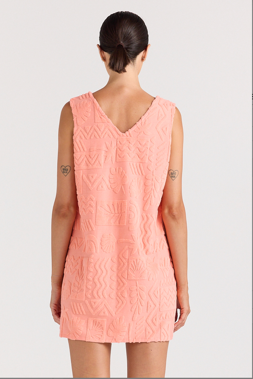 Mai Tai V Tunic Towelling Dress - Coral