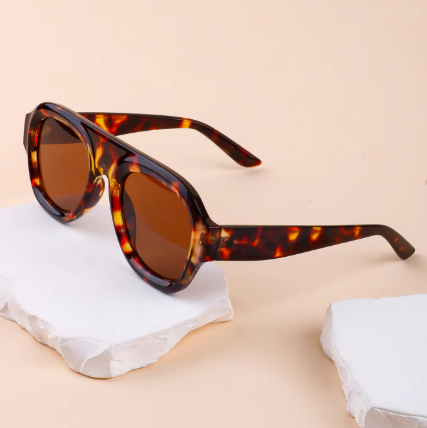 Aviator Shield Sunglasses – Tortoiseshell