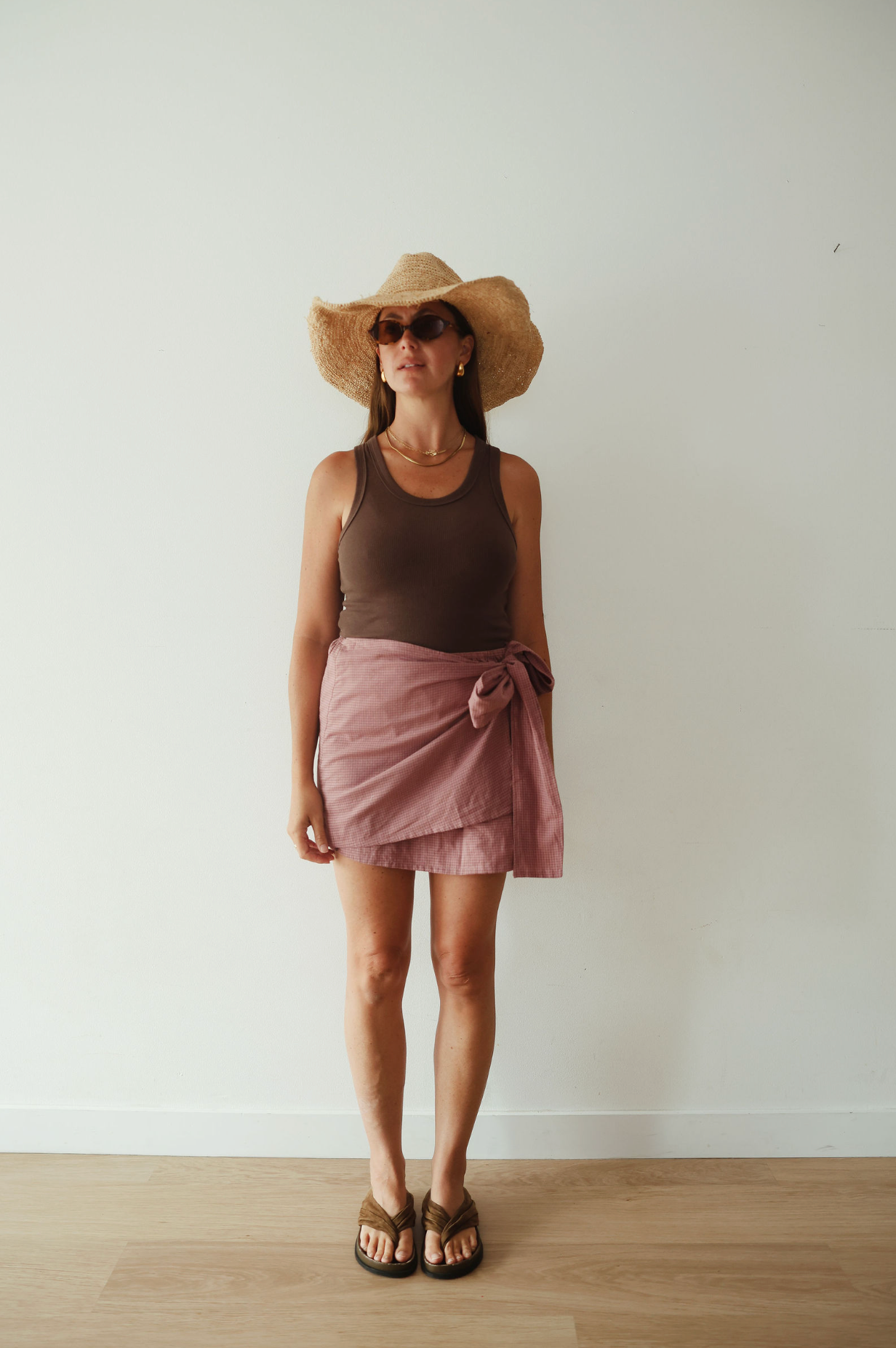 Sarong skirt - pink check