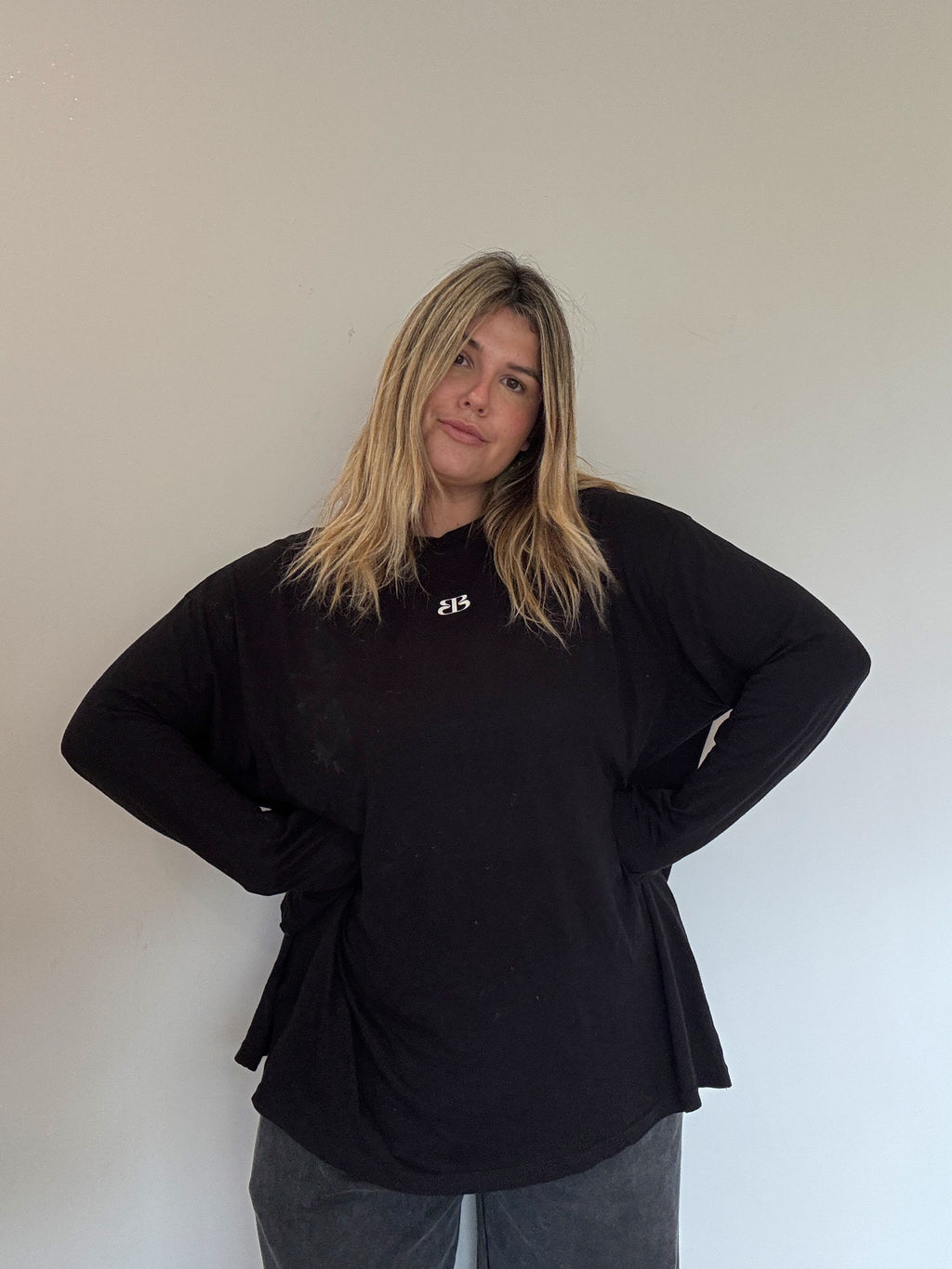 BB cotton/hemp long sleeve tee - black