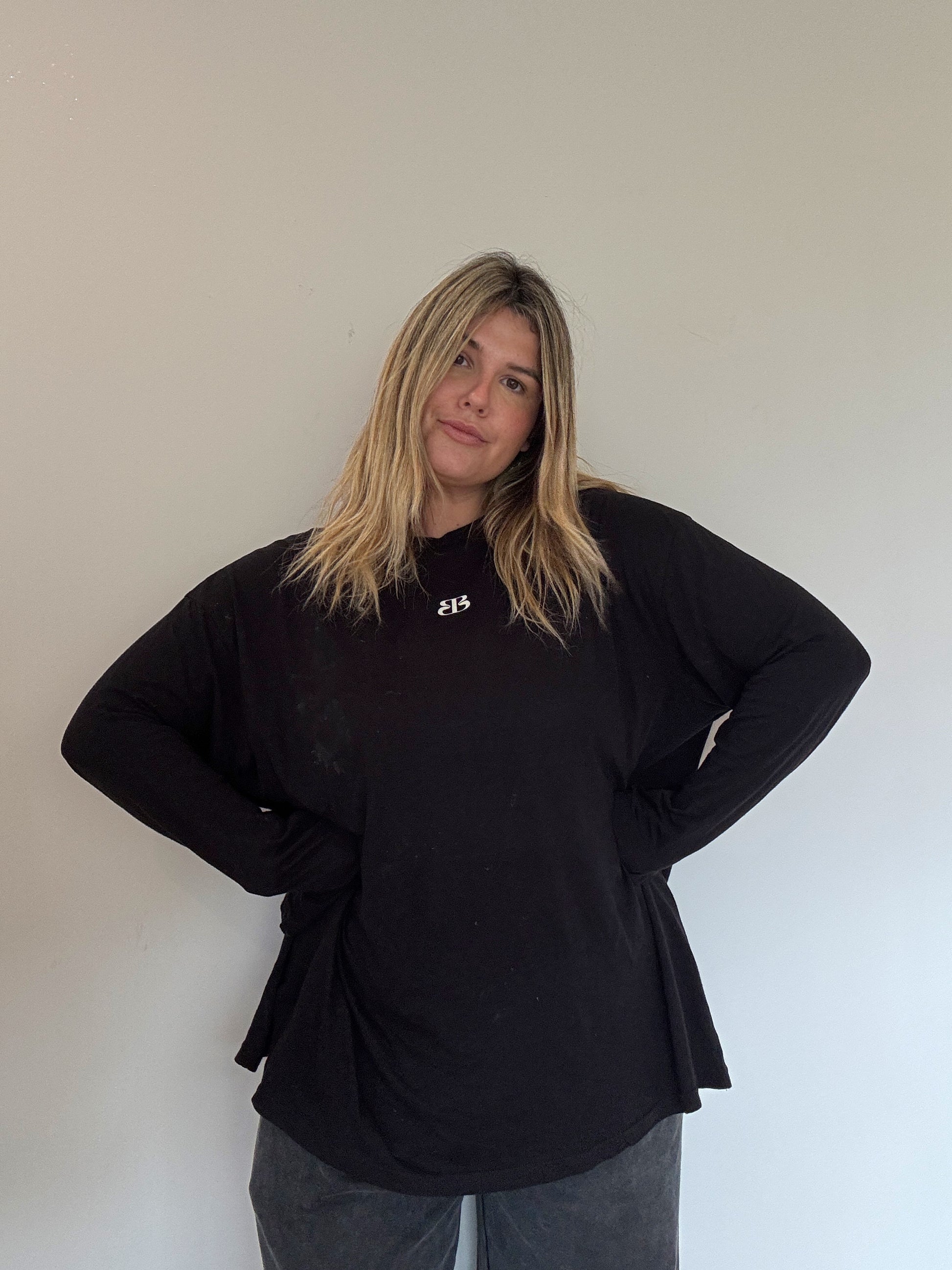 BB cotton/hemp long sleeve tee - black