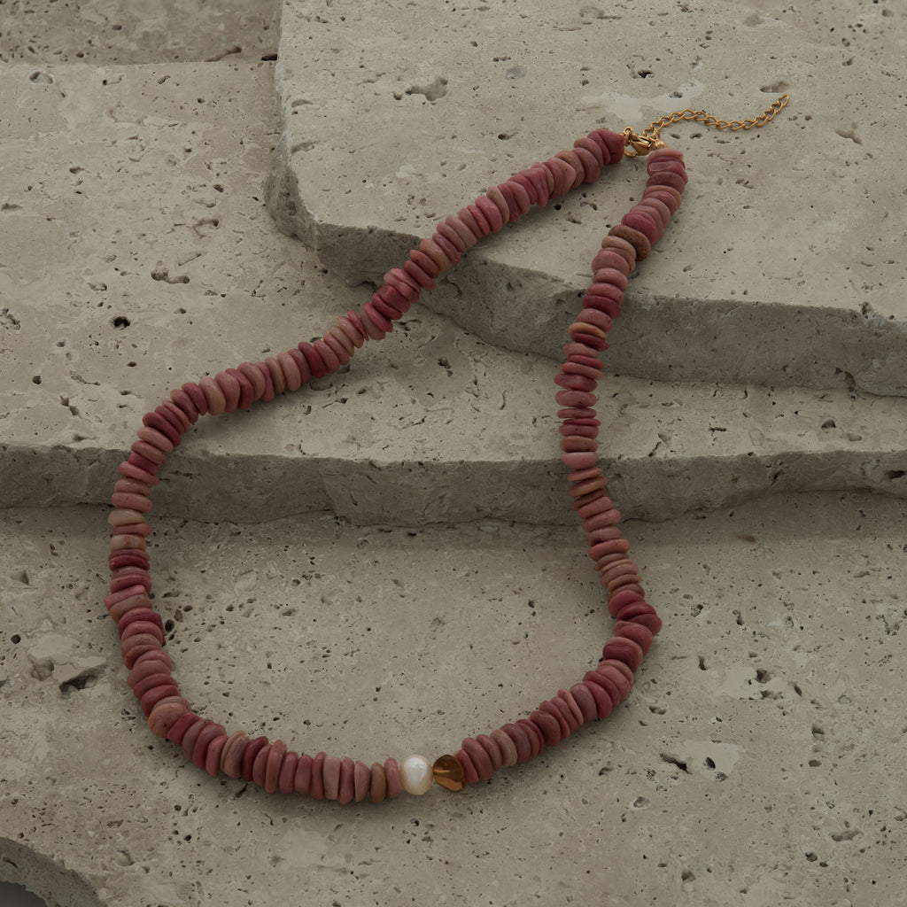 Blush Stone & Pearl Necklace