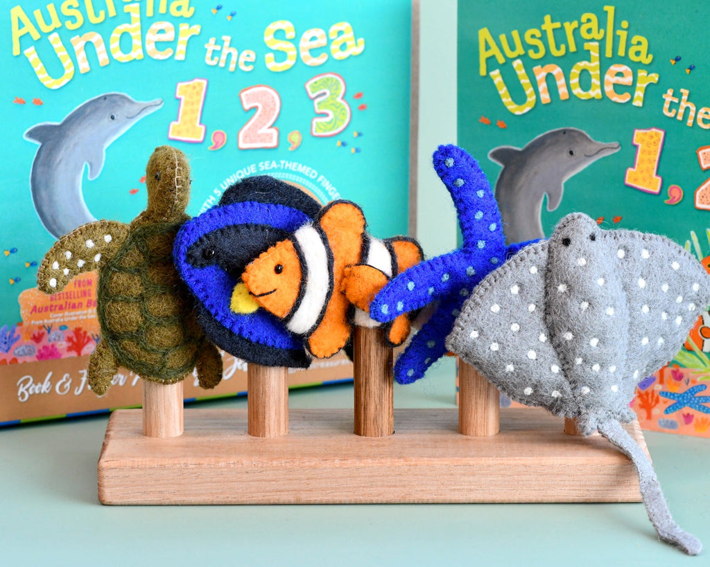 Australia Under the Sea 1, 2, 3 Book and Puppet set