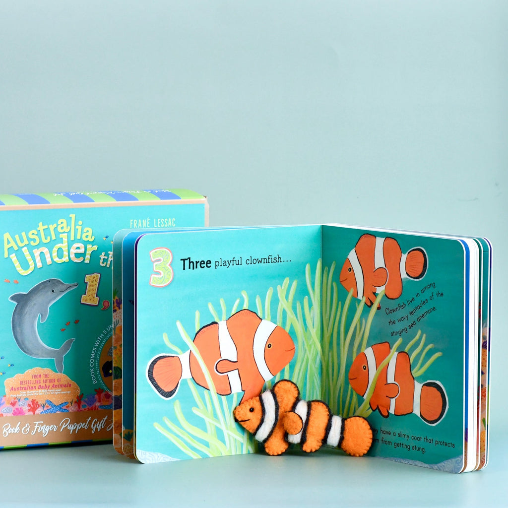 Australia Under the Sea 1, 2, 3 Book and Puppet set