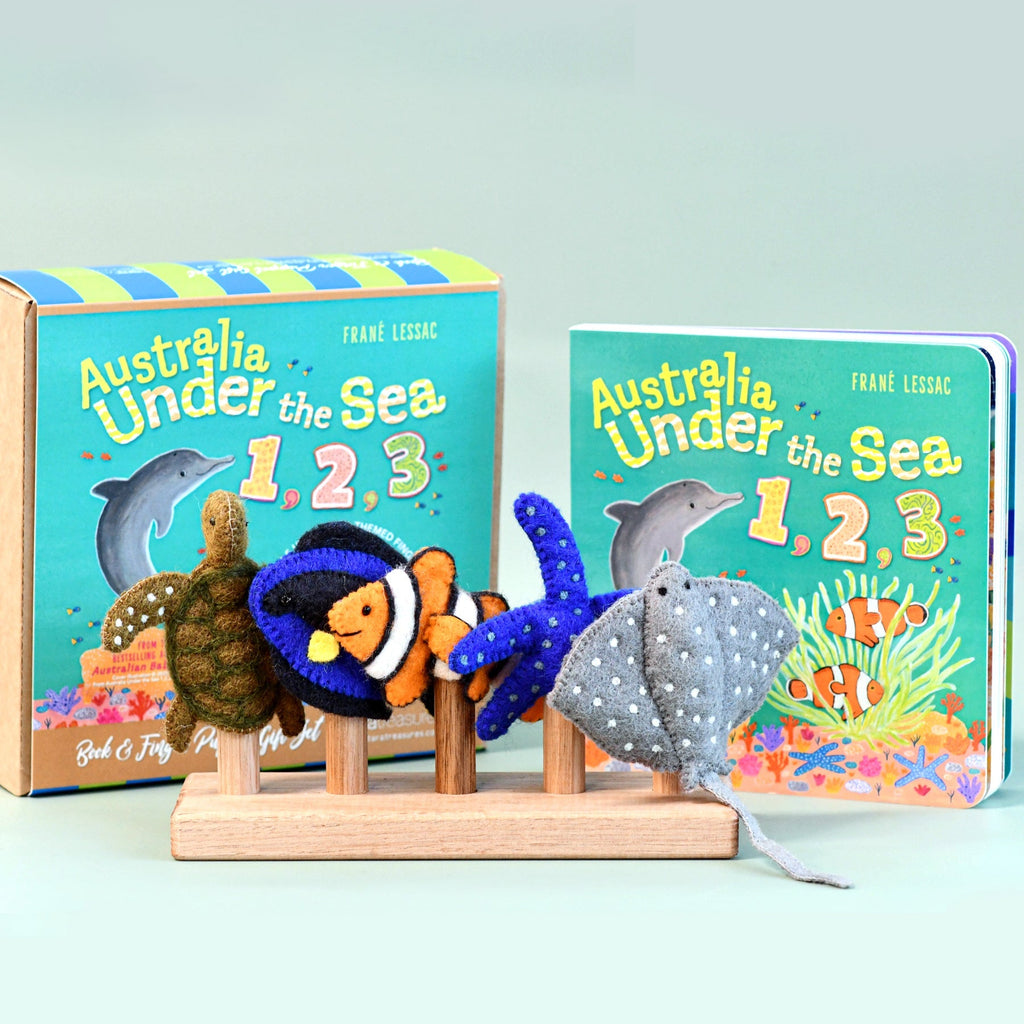 Australia Under the Sea 1, 2, 3 Book and Puppet set