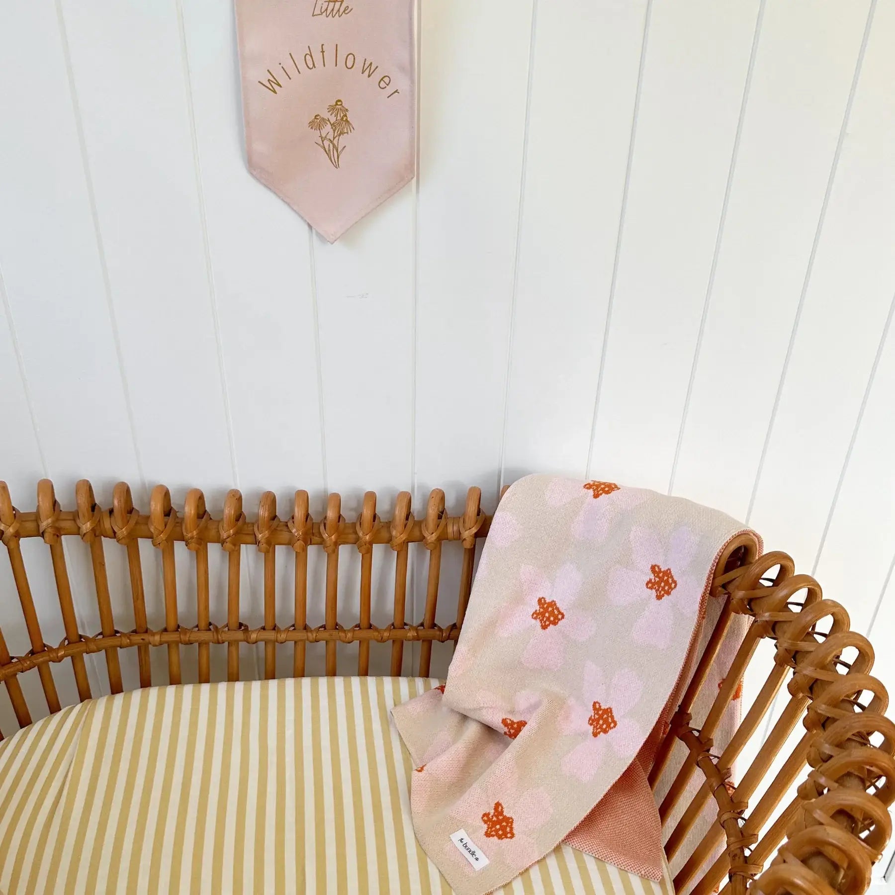 Moss Stripe Fitted Bassinet Sheet