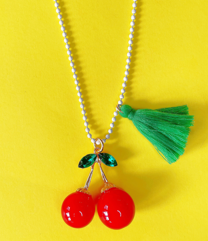 Rhinestone Cherries Necklace