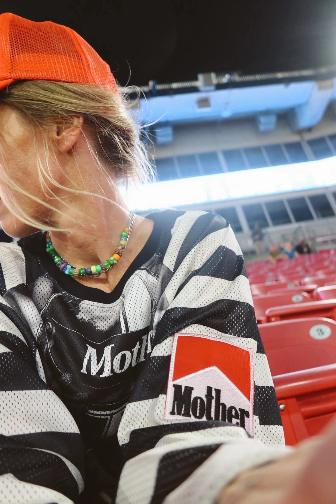 Mother Racing Striped Mesh