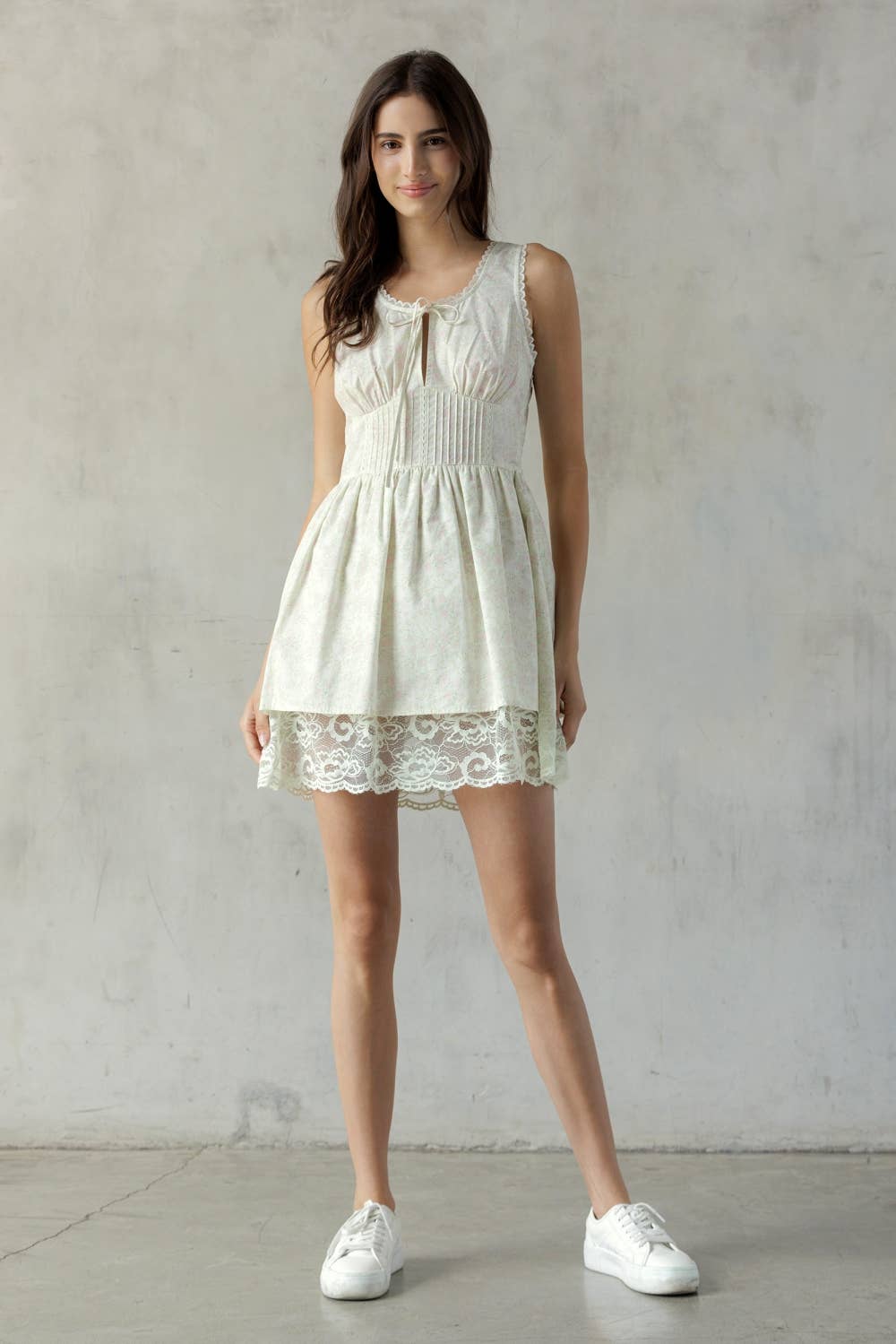 STORIA LACE TRIM FLORAL MINI DRESS