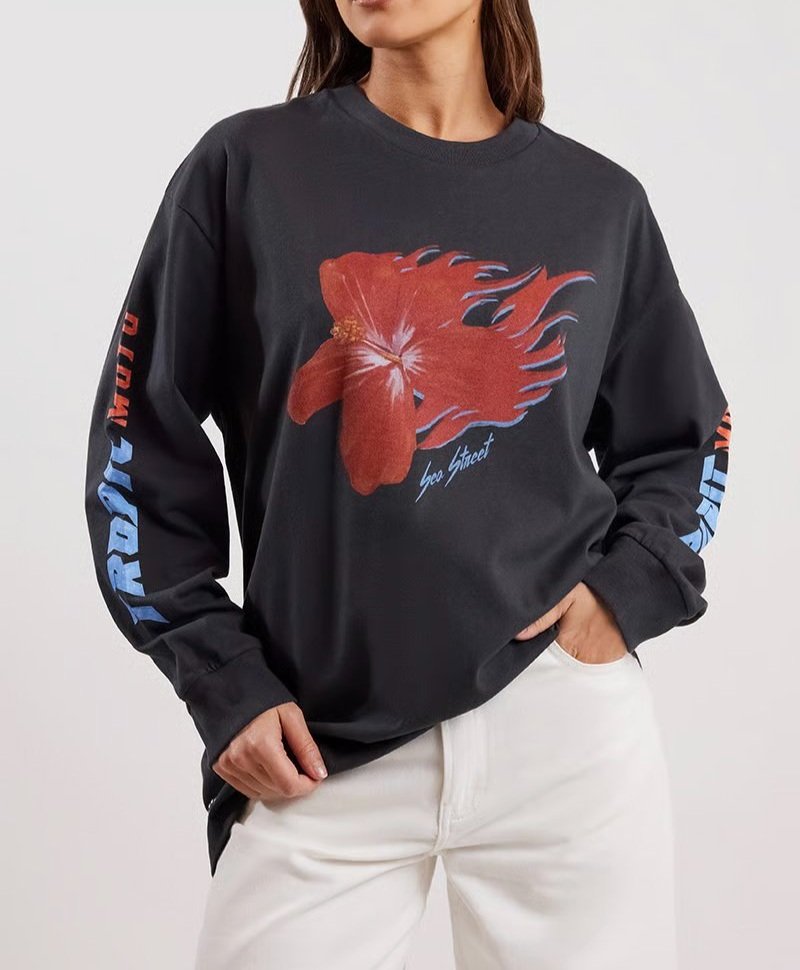 Flaming Hibiscus Racing LS T-Shirt