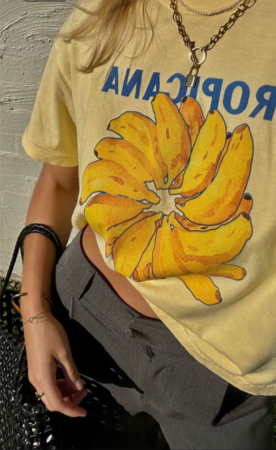 Club Tropicana -Banana Tee Boxy Crop Style