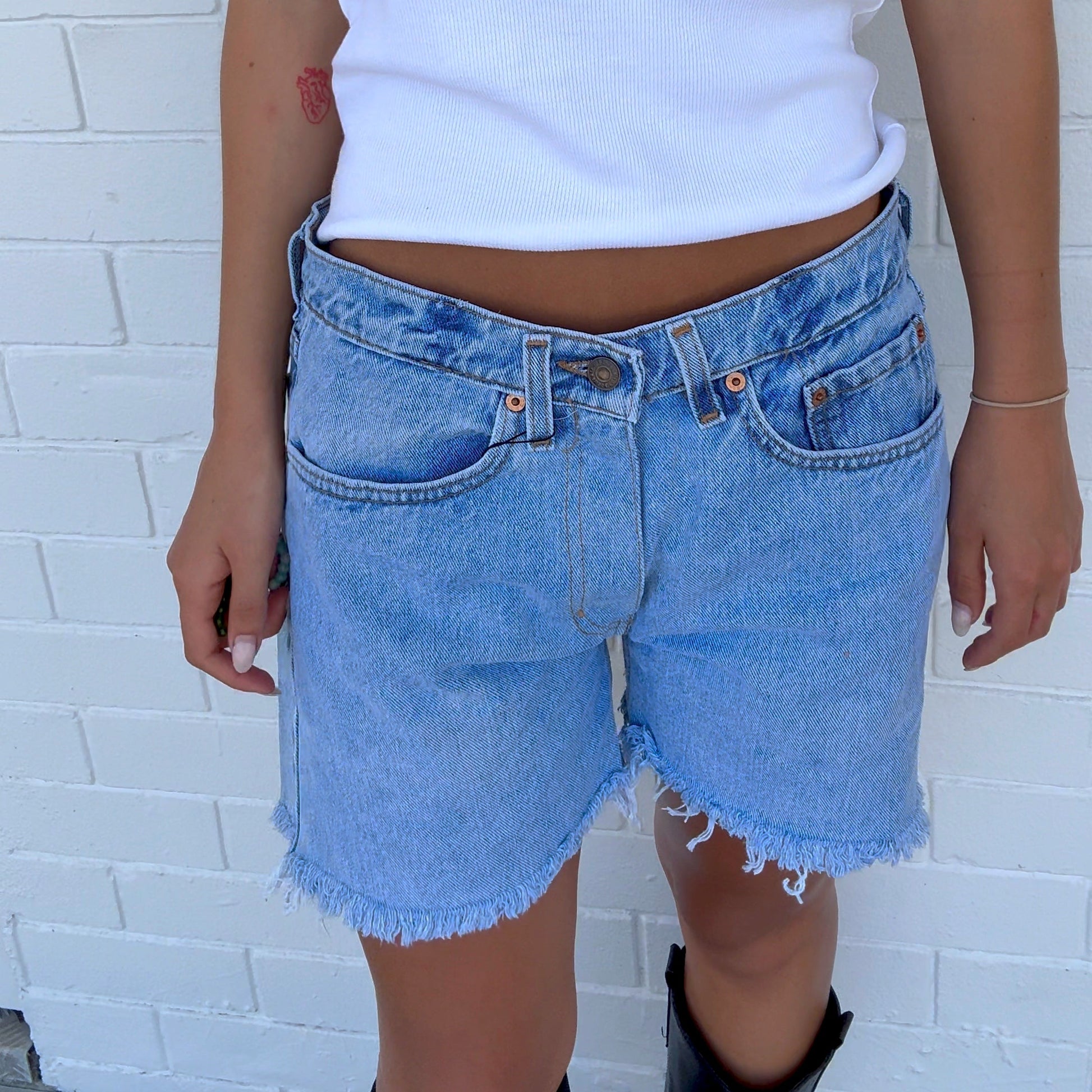 Vintage Levi’s Mid-Rise Upcycled Denim Shorts