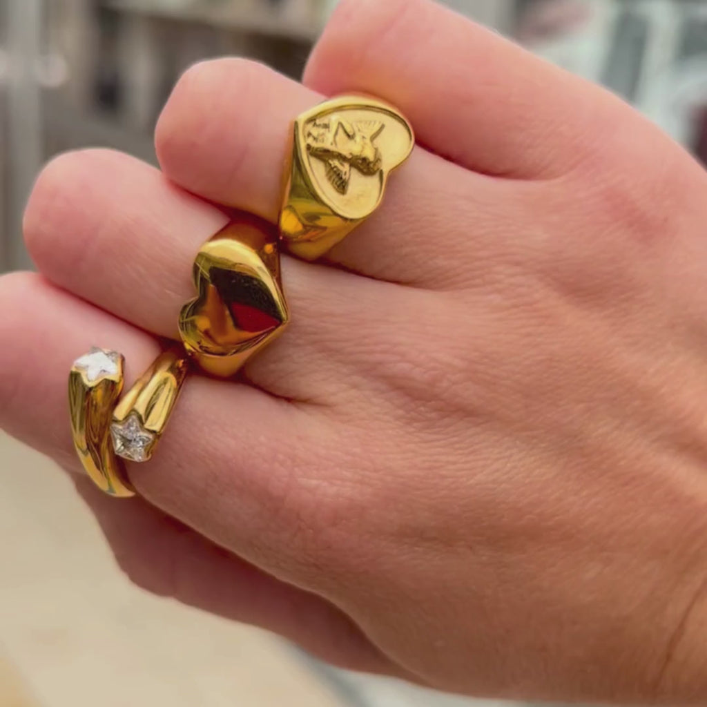 Heart of Gold Signet 18k Gold Plated