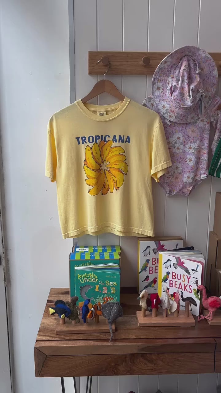 Club Tropicana -Banana Tee Boxy Crop Style