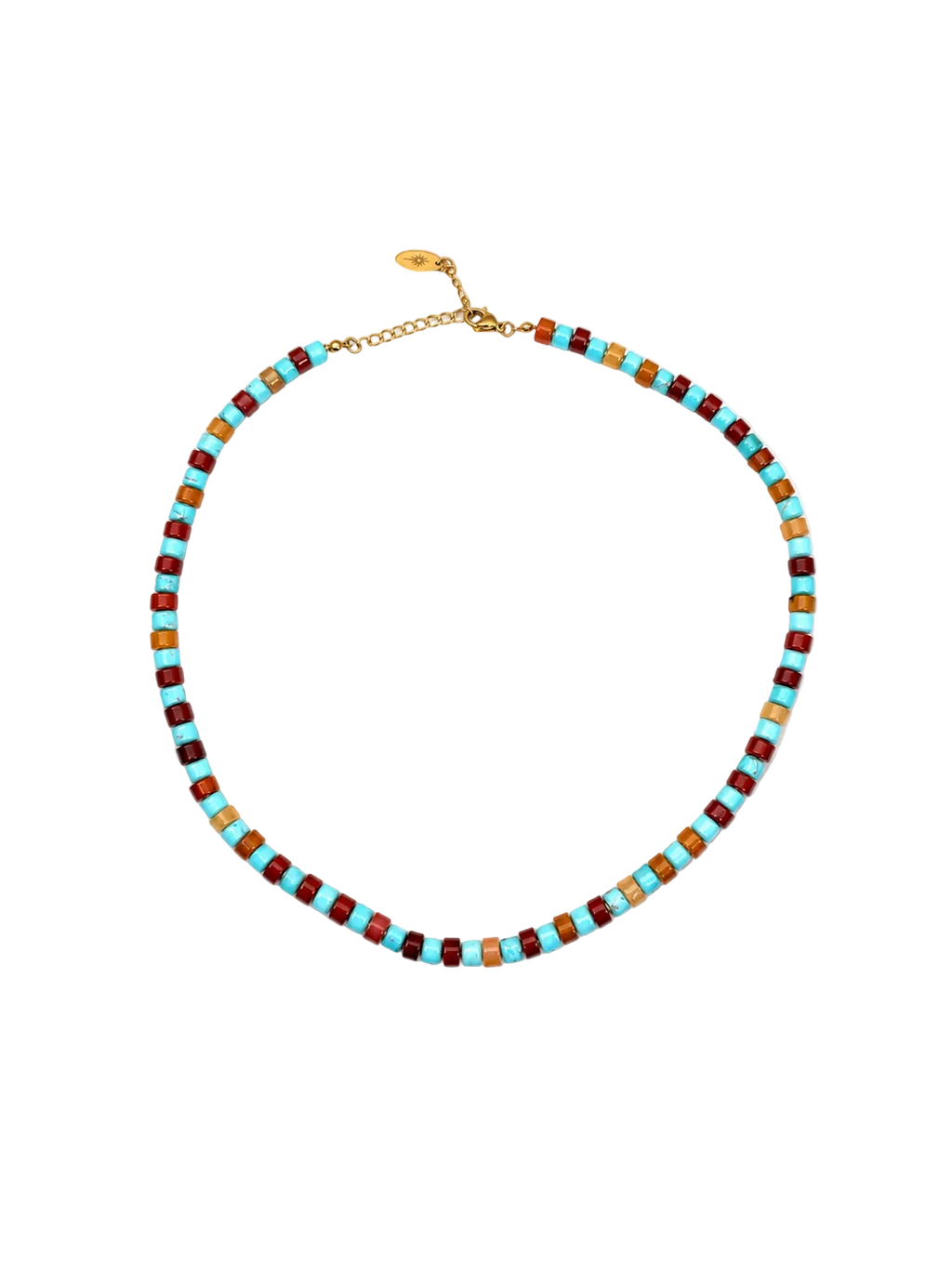 Turquoise and Red Aventurine Beaded Necklace
